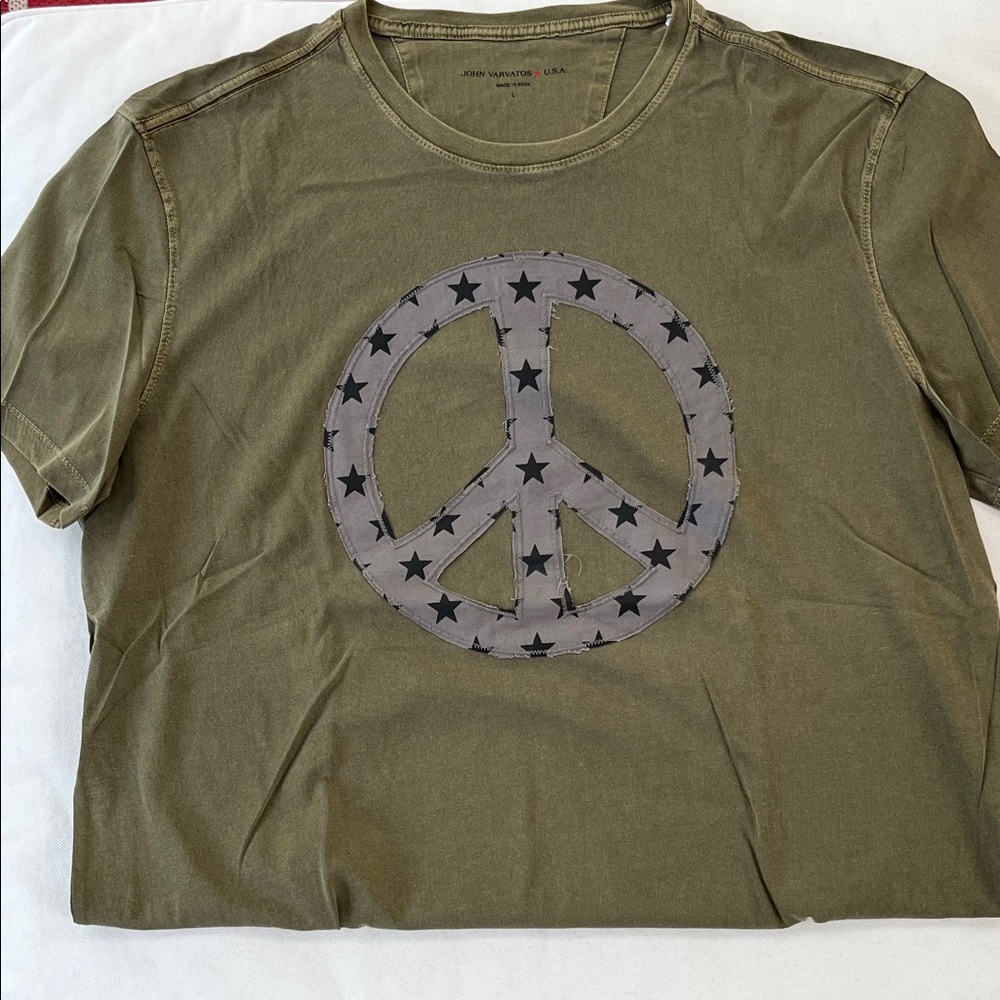 John Varvatos Khaki Peace Sign Tee